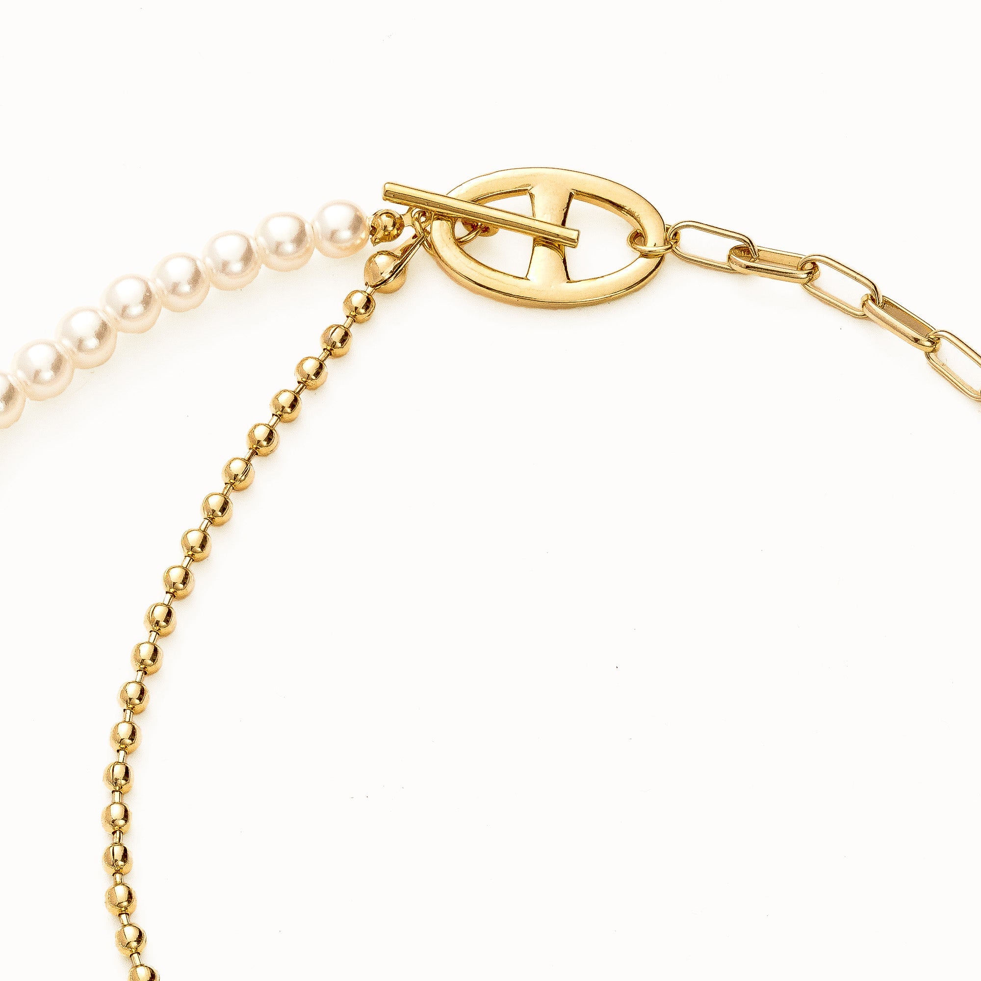 Shabella Necklaces Pearl Chain Heart Pendant Necklace