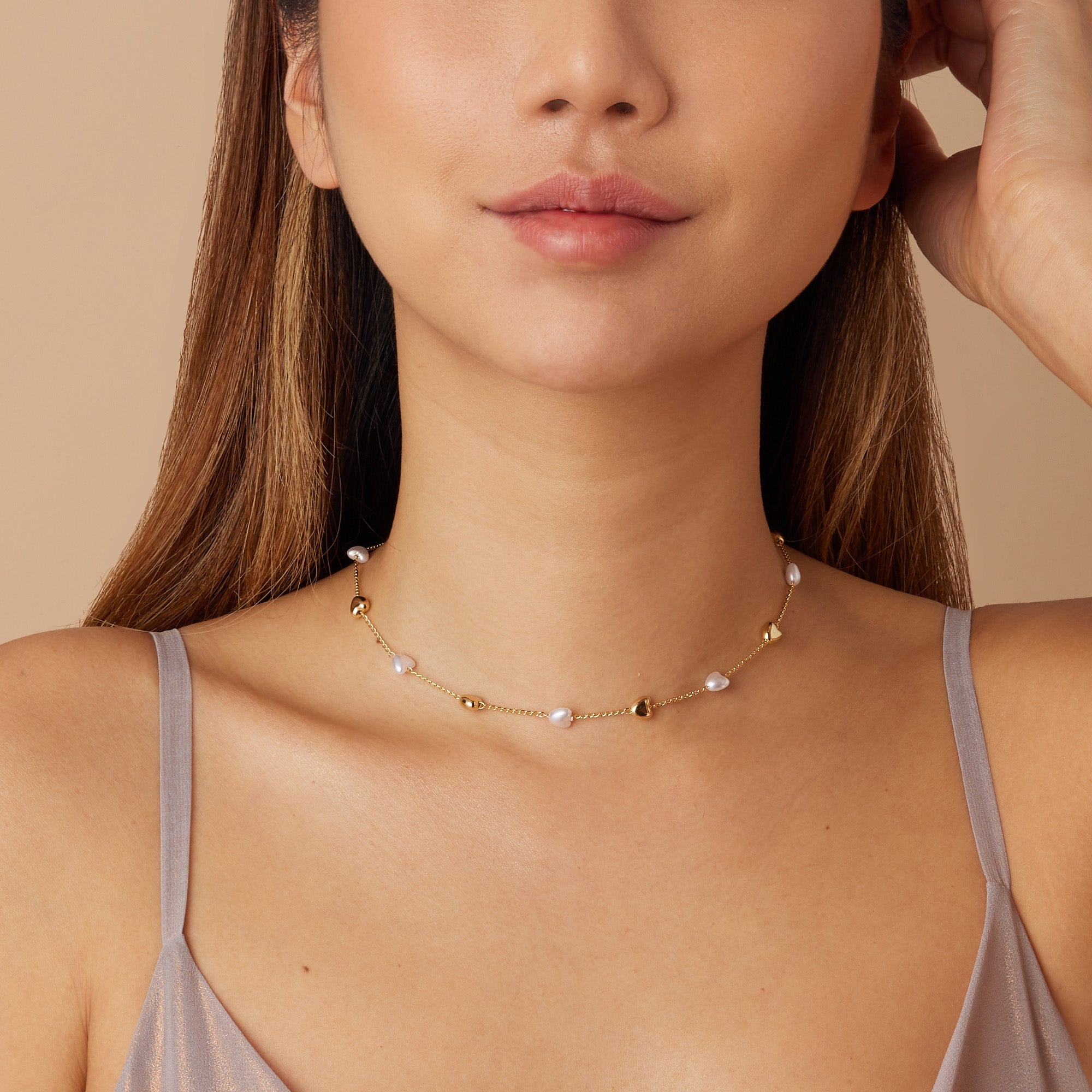 Shabella Necklaces Heart Pearls Necklace